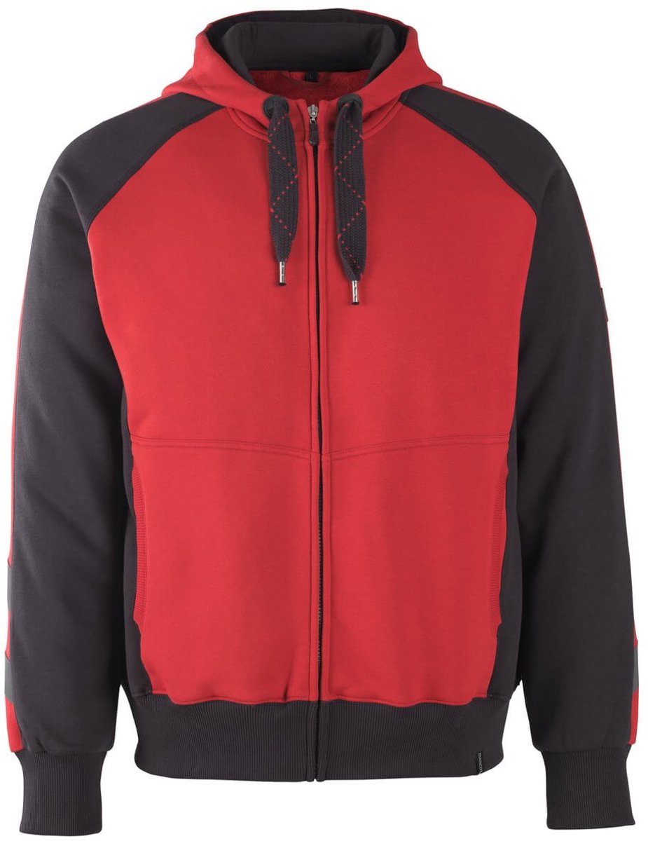 Mascot Unique Capuchontrui met rits 50566-963 - Rood/Zwart - XS