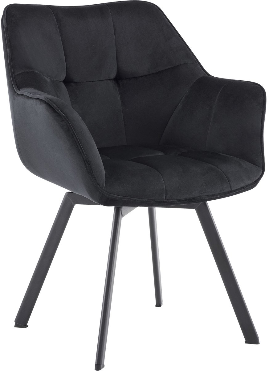CLP Jordi Eetkamerstoel - met armleuning - ergonomisch - klassiek - tot 150 kg - Velvet - Fluweel - zwart