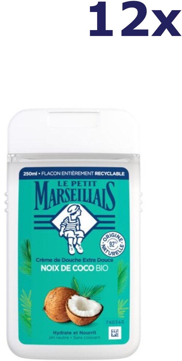 12x Le Petit Marseillais douchegel 250ML Noix de coco BIO