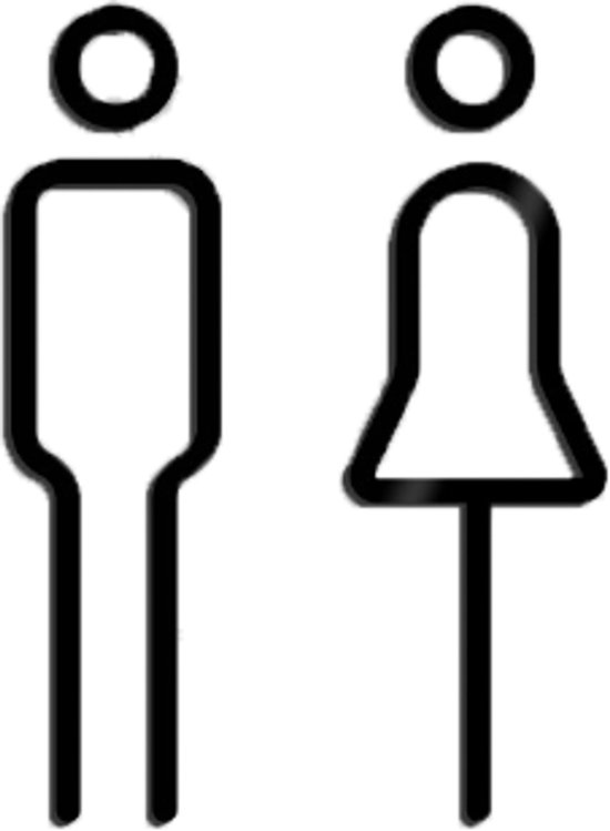 Lot de 2 pictogrammes Toilettes homme et femme - Panneaux WC - Panneau Toilettes homme femme - Sans texte - 3D stéréoscopique - 18 cm - noir - Acryl