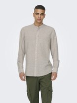 Only & Sons Chemise Onscaiden Ls Solid Linen Mao Shirt 22019173 Chincilla Men Size - XL