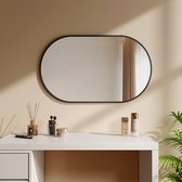 Miroir EMKE - Miroir ovale - Zwart - 60x100 cm - avec film de sécurité - Miroir mural avec bord - Design moderne