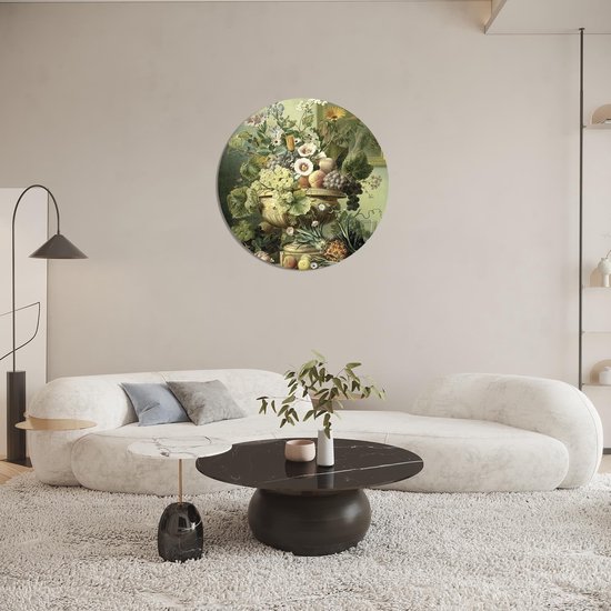 Muurcirkel Stilleven met bloemen en vruchten, Eelke Jelles Eelkema - Ø 80 cm - muurcirkel - bloemen muurcirkel