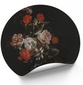 Muurcirkel Stilleven met bloemen, Jacob Campo Weyerman - Ø 80 cm - muurcirkel - bloemen muurcirkel