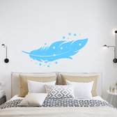 Muursticker Plume avec étoiles - Rose - 160 x 85 cm - Muursticker4Sale