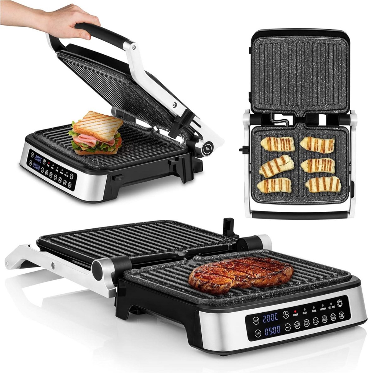 Contactgrill met uitneembare platen - Tosti ijzer - Panini Grill - Grill - Contactgrill - Uitneembare platen - Makkelijk schoon te maken - Grill appartaat - Verschillende progamma's