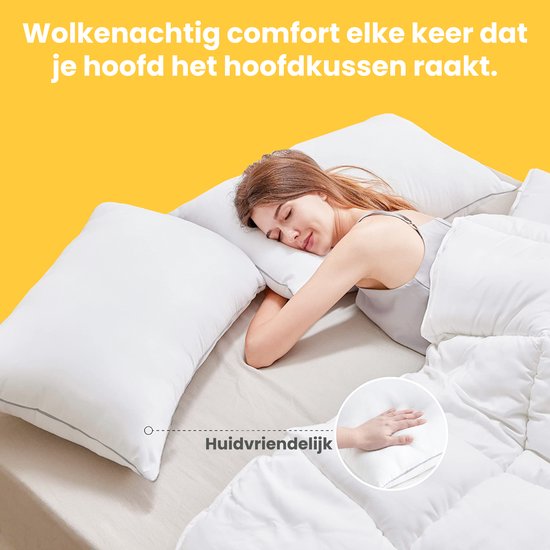 Oreiller Sleep Comfy de qualité hôtelière | 60x70 cm - Set de 2 - Essai de 30 jours - Comfort ultime - Soulage les douleurs cervicales et dorsales - Orthopédique et ergonomique - Convient à toutes les positions de sommeil