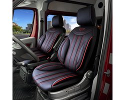 Autostoelhoes Miami - Rood - Bestuurder en Passagier - Bedrijfswagens – Met Rits voor Armsteunen Bestuurder & Passagier (Beide Zijden)