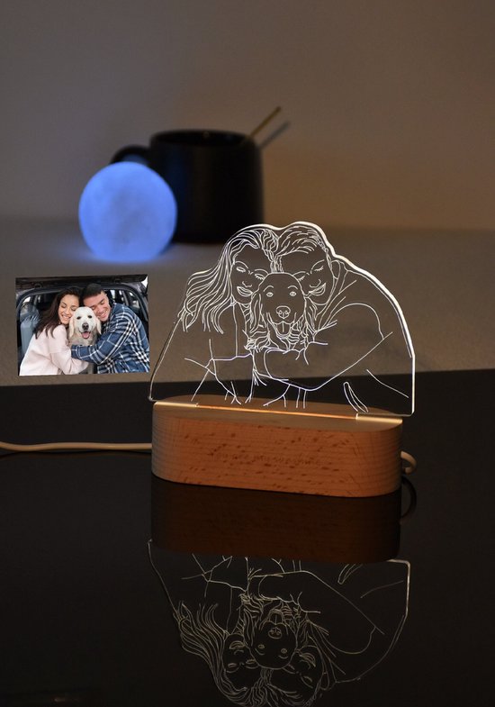 Lampe photo dessinée à la main - personnalisée - avec naam - cadeau - 3d