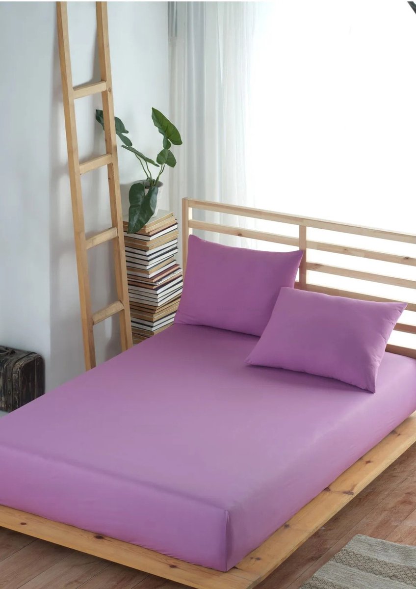 Hoeslaken - 100% Ranforce Katoen - 140x200 cm - Lila - Zacht - Ademend & Hypoallergeen - Elastische Hoeken tot 35 cm - Perfecte Pasvorm - De Linde Home