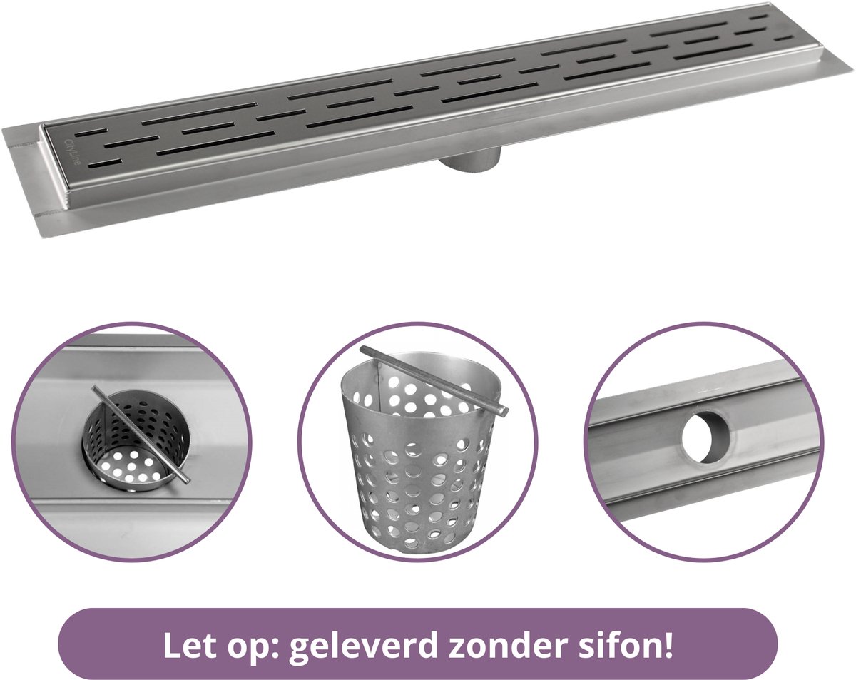 CityLine douchegoot - RVS - 160cm - Onderuitloop - Standaard rooster