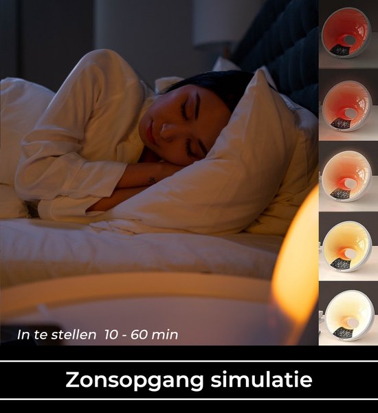 Wake up light met APP - digitale wekker slaapkamer - Lichtwekker - Natuurlijke geluiden - FM Radio - Zedar W600
