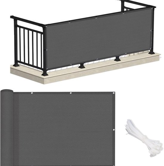 Balkon Inkijkbescherming 130 x 250 cm Tuin Hek Panelen Bespanning, Balkoninkijkbescherming met oogjes kabelbinders en koord voor Tuin, Terras