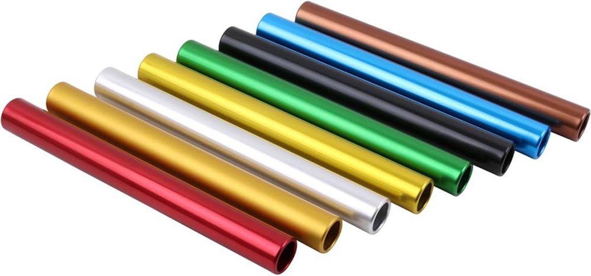 MDsport - Estafettestokje aluminium - Senior - Set van 8 - Metallic kleuren