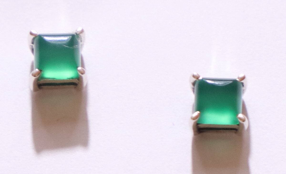 Groene Onyx Vierkante oorbellen
