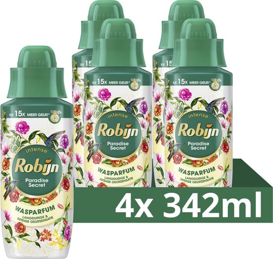 Robijn Intense Wasparfum - Paradise Secret - tot 15x meer geur dan bij gebruik van alleen wasmiddel - 4 x 342 ml