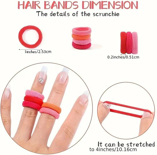 Hanyousheng 320 stuks elastisch haar voor meisjes, 2,5 cm, elastisch, voor babymeisjes, kinderen, klein elastisch haar voor paardenstaarten en meisjes