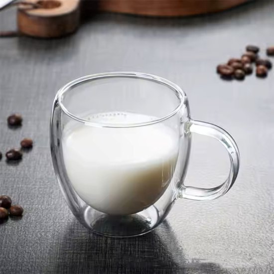 Foto: Koffieglazen 6x dubbelwandig 270 ml cappuccino glazen dubbelwandige glazen voor cappuccino