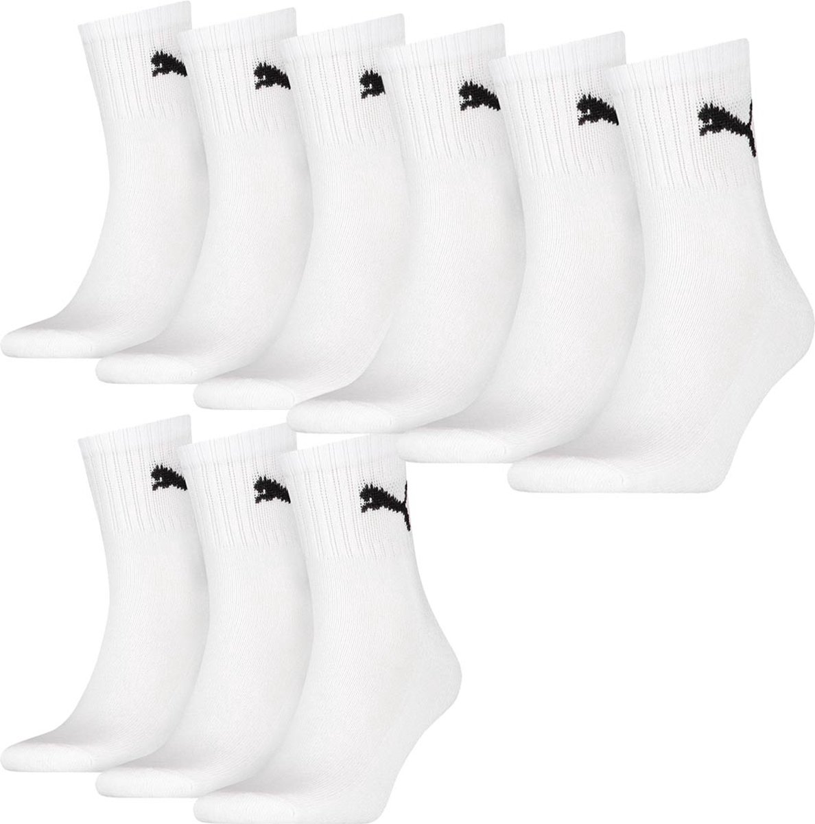 MULTIPACK-SOKKEN 9 paar Puma-sokken Korte Crew Sportsokken Tennissokken 49 unisex Wit