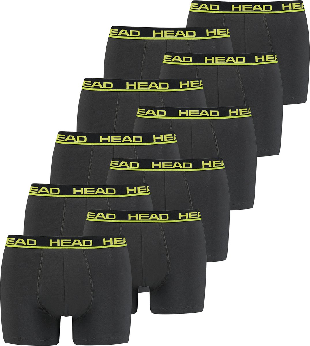 BOXERS Pack van 10 Head Heren Basic Boxer Broek Shorts Ondergoed Ondergoed Pack van 10 009 – Phantom / Lime
