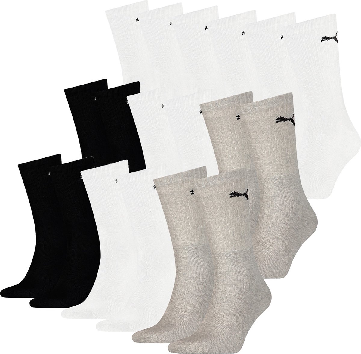SOKKEN 18 paar Puma sokken Cush Crew sportsokken tennissokken unisex Greymix 3399