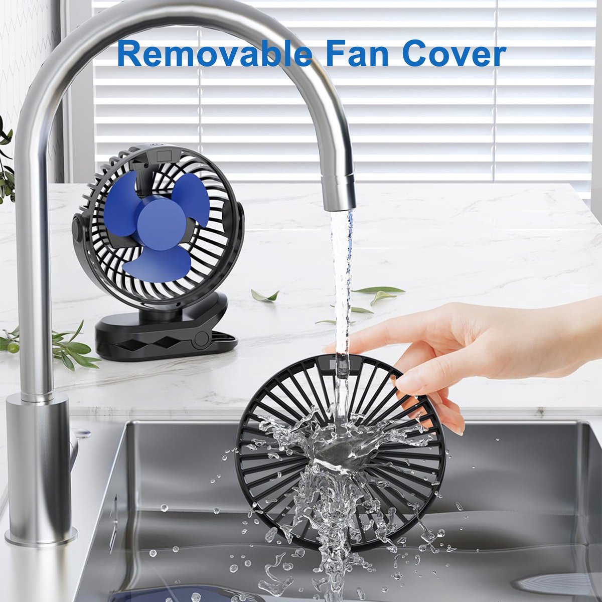 RHYTHMFLAME Draadloze Ventilator – Ventilator – Tafelventilator – Handventilator - Mini Ventilator - Clip-on Ventilator - Kinderwagen Ventilator - 4000 mAh - LED Display - 4 Speeds - Zwart — afbeelding 7