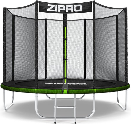 Zipro® Jump Pro Tuintrampoline 8FT Ø252cm met externe mesh - Trampoline Voor Buiten - Afsluitbaar Veiligheidsnet - UV-bestendig vervangend net - max. belasting tot 150 kg - Corrosiebestendig - Snelle en eenvoudige montage