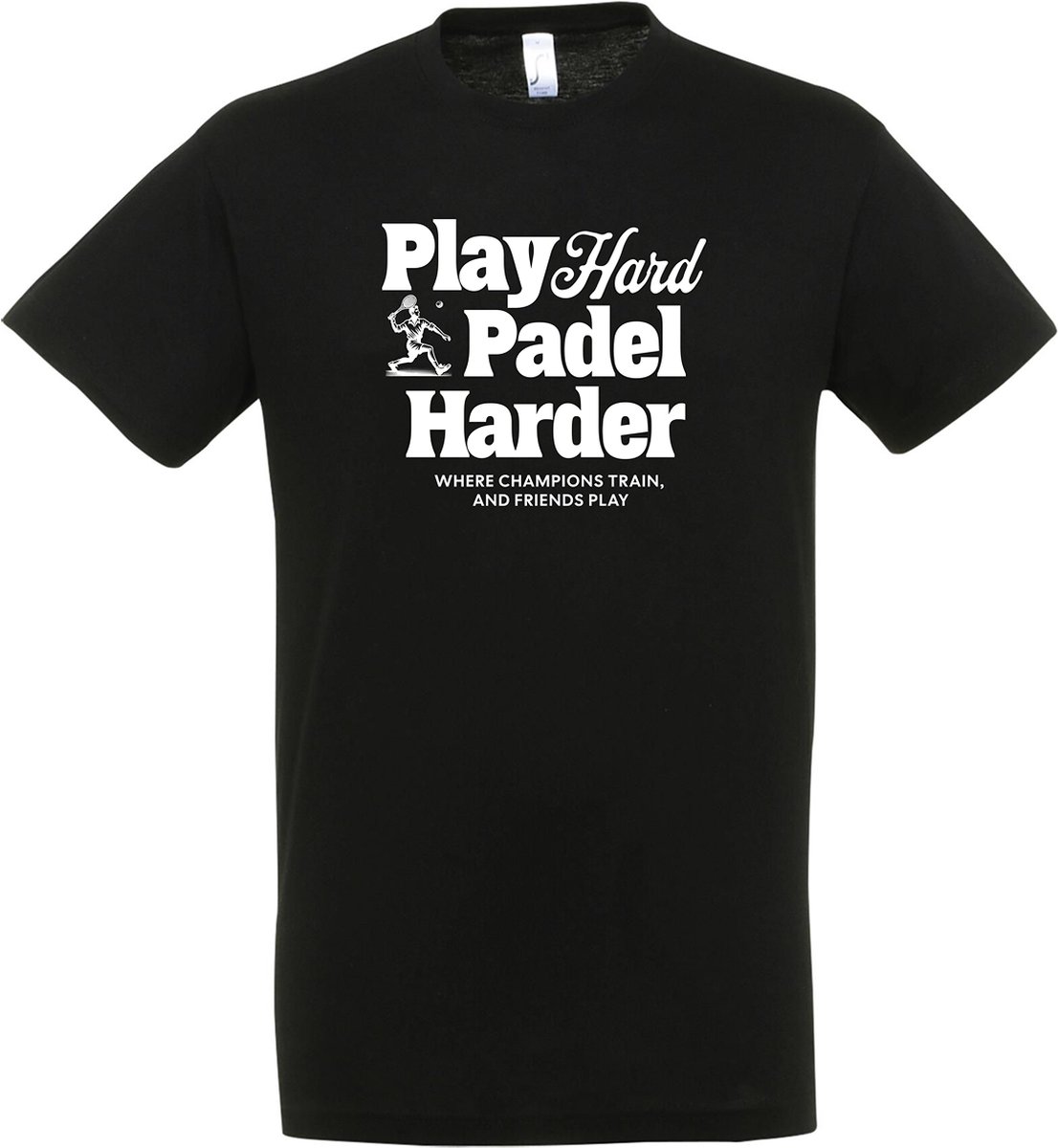 Play Hard Padel Harder - Maat XL - Padel T-shirt - Padel - Heren - Dames - Uniseks - Padelkleding - Cadeau - T-shirt - Padellen