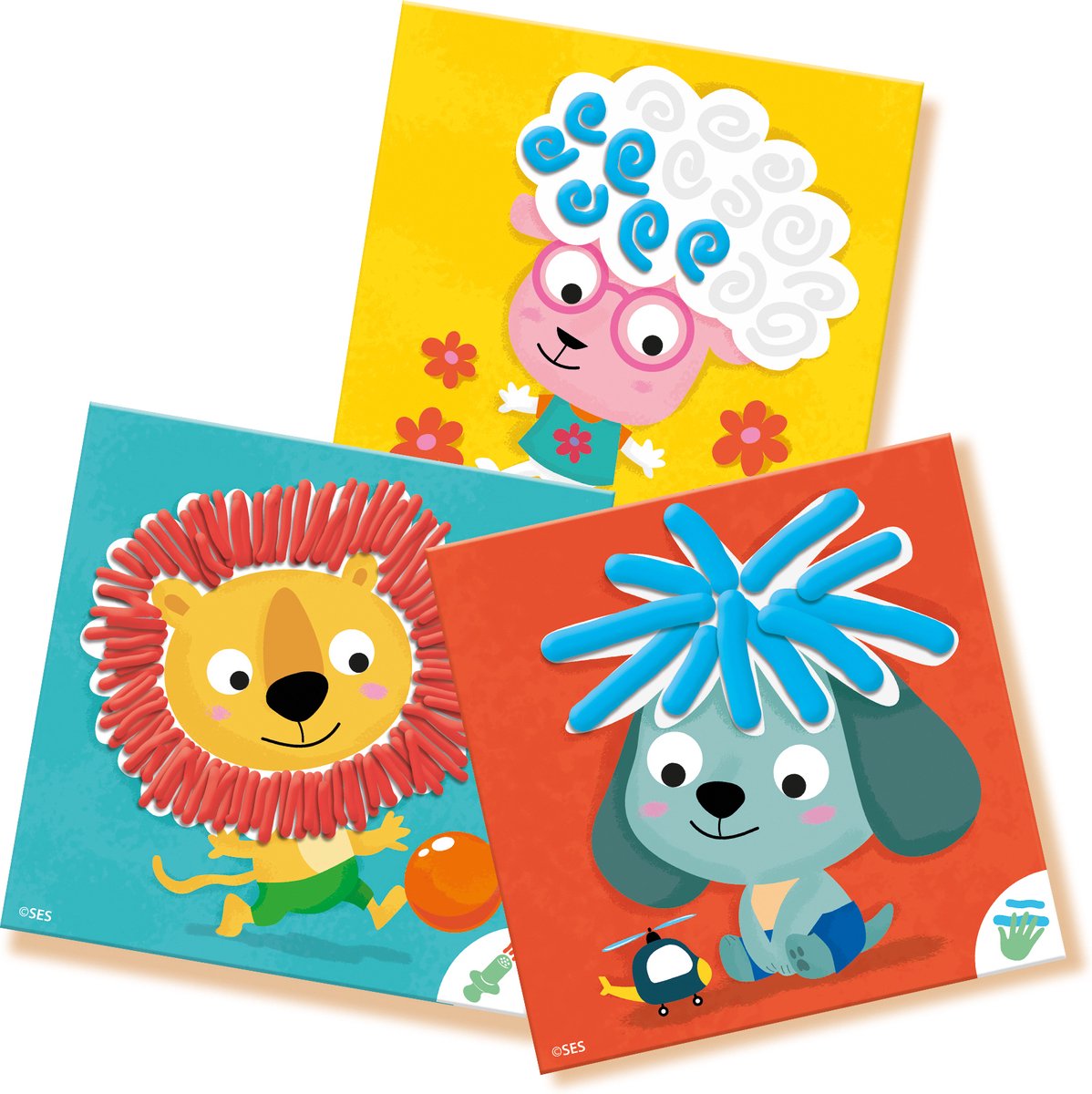SES Creative - My First – Dieren Klei Kapsels maken – Kapsels maken op Dierenkaarten - Inclusief tools om klei haren te maken - Kappersset - 1 tot 4 jaar — afbeelding 3