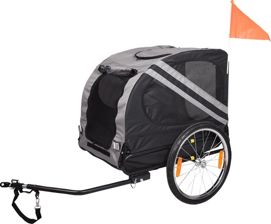 Flamingo - Hondenfietskar Doggy liner Juliette - Grijs - 80 x 57 x 64 cm
