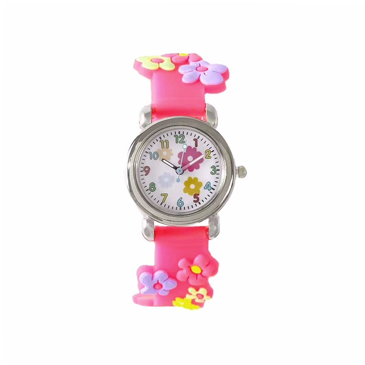 Kinderhorloge 3D Bloem - Roze | Kunststof-Plastic | Ø 28 mm | Fashion Favorite