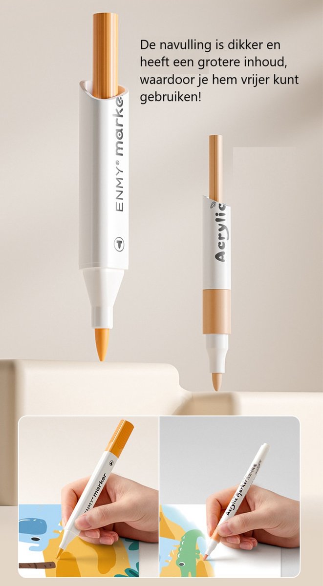 60 Acrylstiften Dual tip -Acryl Marker Verfstiften(60 stuks grote capaciteit) - Acrylverf - 60 Kleuren met doos- met dubbele penpunt- Acrylverf Tekenset- Acrylic Verf Markers Met Fijne Tip Ronde Tip -Voor Schilderen Canvas Glas Keramiek Decoreren — afbeelding 2