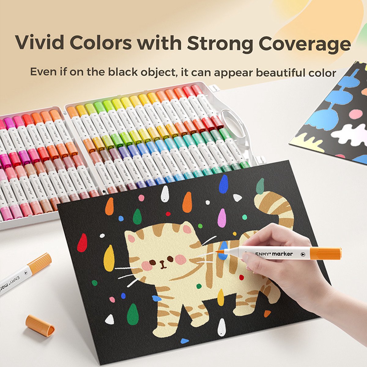 60 Acrylstiften Dual tip -Acryl Marker Verfstiften(60 stuks grote capaciteit) - Acrylverf - 60 Kleuren met doos- met dubbele penpunt- Acrylverf Tekenset- Acrylic Verf Markers Met Fijne Tip Ronde Tip -Voor Schilderen Canvas Glas Keramiek Decoreren — afbeelding 6