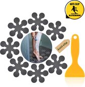 24 stuks - Zelfklevende Antislip Stickers - Antislip Stickers voor Badkamer - 8 cm x 8 cm - grijs Sneeuwvlokken - Met Schraper - Douche/Bad/Trap Plakstrip - voor Badkuip, Douchevloer, Trappen, Ladders - peva