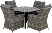 5-delige ronde tuinset | 4 Dublin tuinstoelen (AG) | ⌀120cm Cyprus tuintafel (Grey)