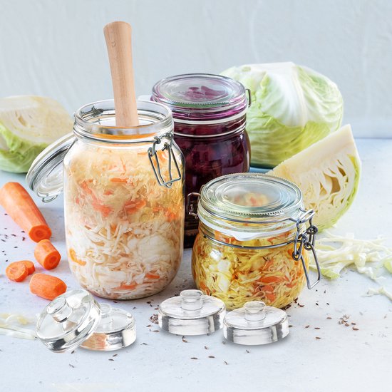 Westmark Gewichten voor fermentatie – set van 4 glazen gewichten voor fermentatie, accessoires voor fermentatie – glas, Ø 7cm