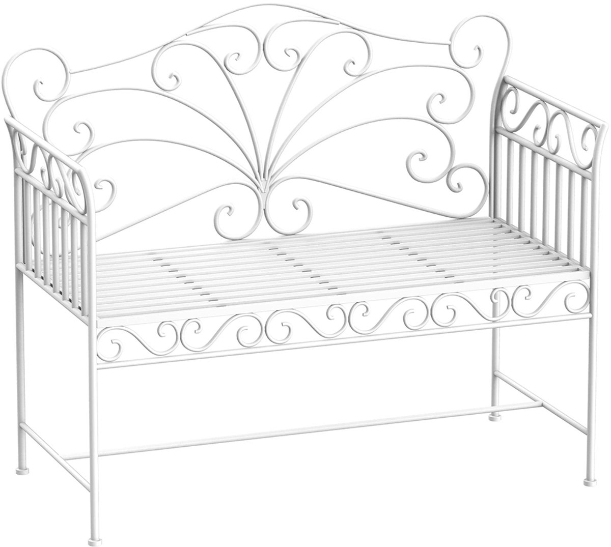 SweikoTuinbank - Dubbele Zitting - Roestvrijstalen Bank - Bank Tuinmeubilair - 107cm x 55.5cm x 90.5cm - Wit