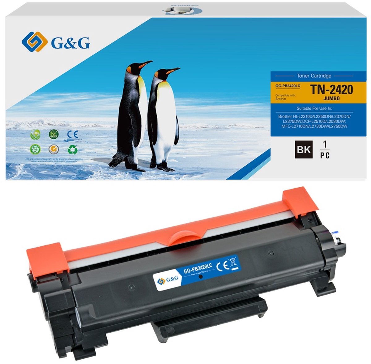 G&G TN2420 Huismerk XL Toner Geschikt voor Brother TN-2420 - Zwart -Hoge Capaciteit