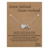 Collier Lettre N sur carte cadeau - Votre initiale, votre histoire - 45 cm en acier inoxydable argenté - Pendentif initiale et cœur - Pax Amare