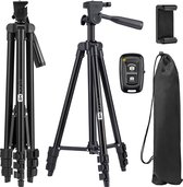 Studio ME Telefoon Statief - 128 cm - Tripod Smartphone - Zwart - Camera Statief - Telefoonhouder - Incl. Bluetooth Afstandsbediening - Statief Telefoon
