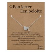 Collier Lettre L sur carte cadeau - Une lettre, une promesse - Acier inoxydable argenté 45 cm - Pendentif initiale et cœur - Pax Amare