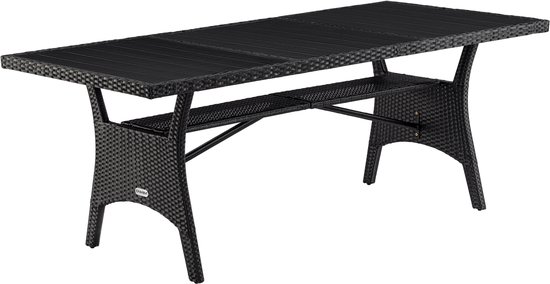 Casaria Tuintafel - Polyrotan WPC Tafelblad 190x90x74 cm – Zwart