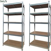 BRASQ Stellingkast - Set van 2 - Metalen Opbergrek - voorraadkast - wandkast - Magazijnstelling 180x90x40 - 5 lagen - 175 KG per plank - max 875 KG