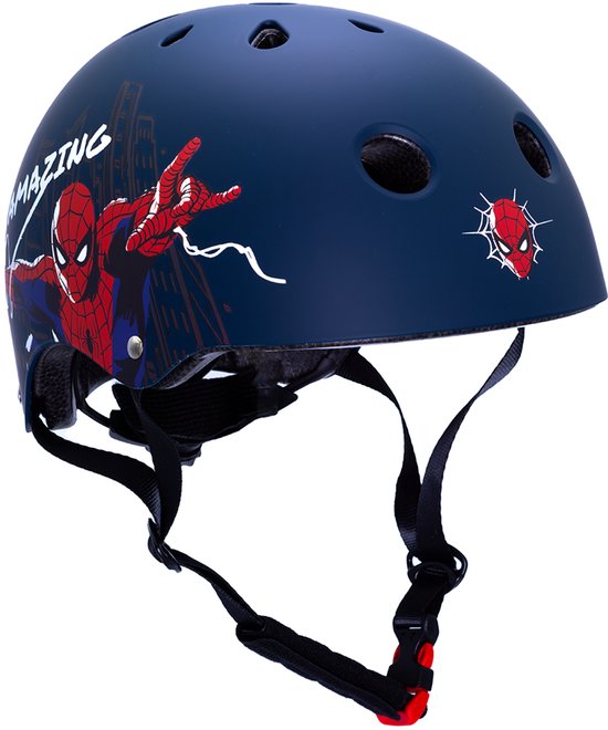 Fietshelm Kind Jongens Spiderman Blauw Small 52-56 cm Kinderhelm Fiets