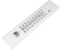 Benson Witte metalen thermometer - 30 cm - Celsius & Fahrenheit - Voor binnen en buiten - Inclusief ophangoog