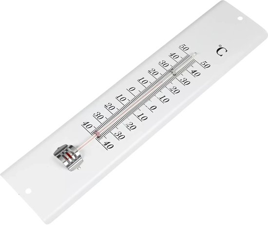 Benson Witte metalen thermometer - 30 cm - Celsius & Fahrenheit - Voor binnen en buiten - Inclusief ophangoog