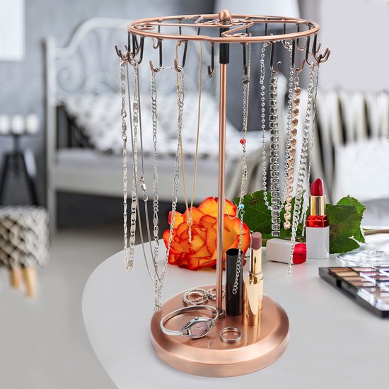 Sieradenhouder 3 tiers roterende oorbel spin tafel, sieraden stand display rack torens, 72 gaten oorbel organizer sieraden display stand for oorbellen Sieraden Organizer Stand (Color : Bronze