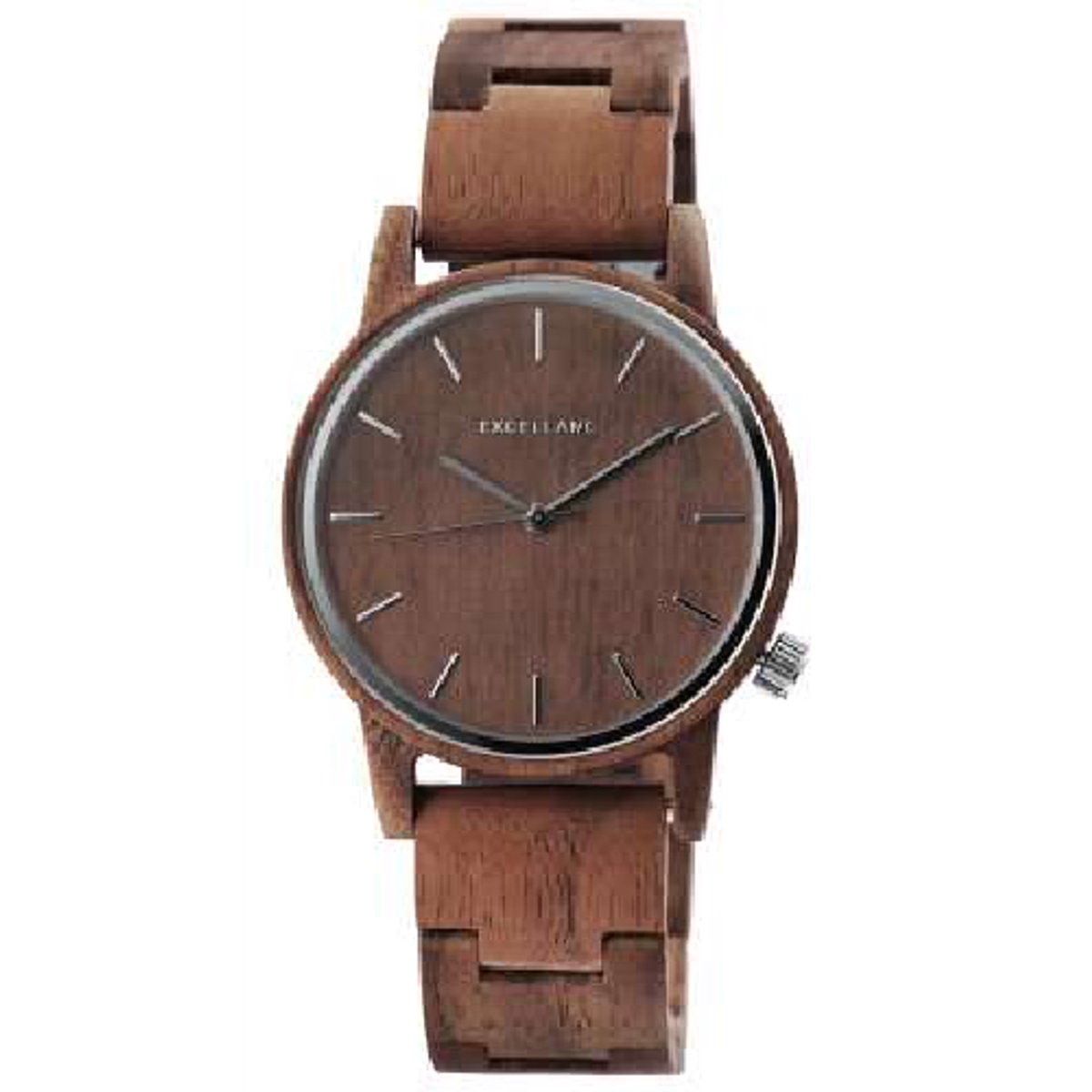 Excellanc-unisex horloge-hout-diameter 39 mm-3 atm waterdicht-bruin
