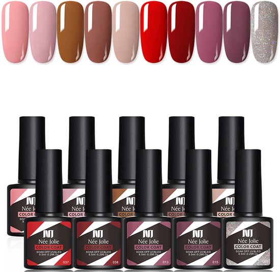 NAXSIR 10 Kleuren Gelnagellak Set - Gellak Starterspakket - Nude Tinten & Salonwaardig