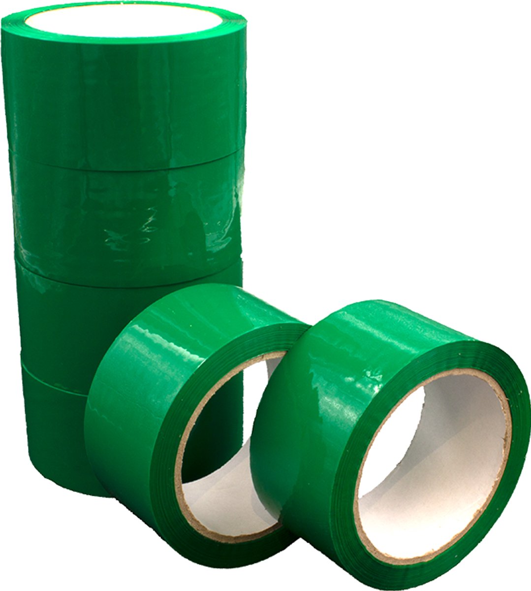 6 x gekleurd verpakkingstape - PP - 50mm x 66m - groen
